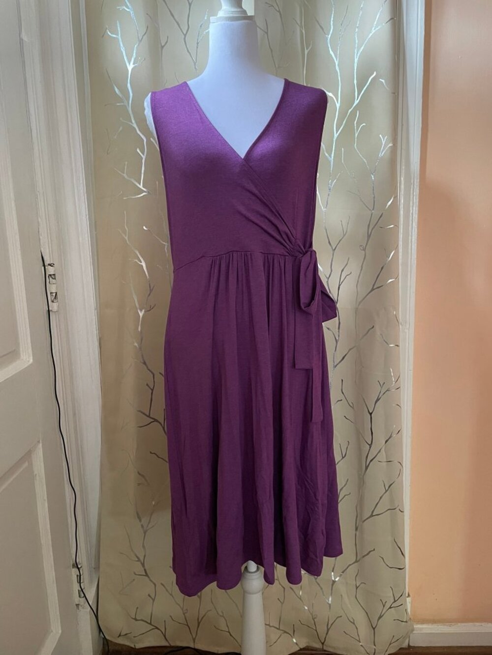 Sleeveless Wrap Dress w/Circle Skirt in Amethyst